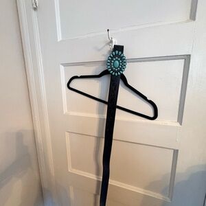 Amazon Black Belt with Turquoise Buckle